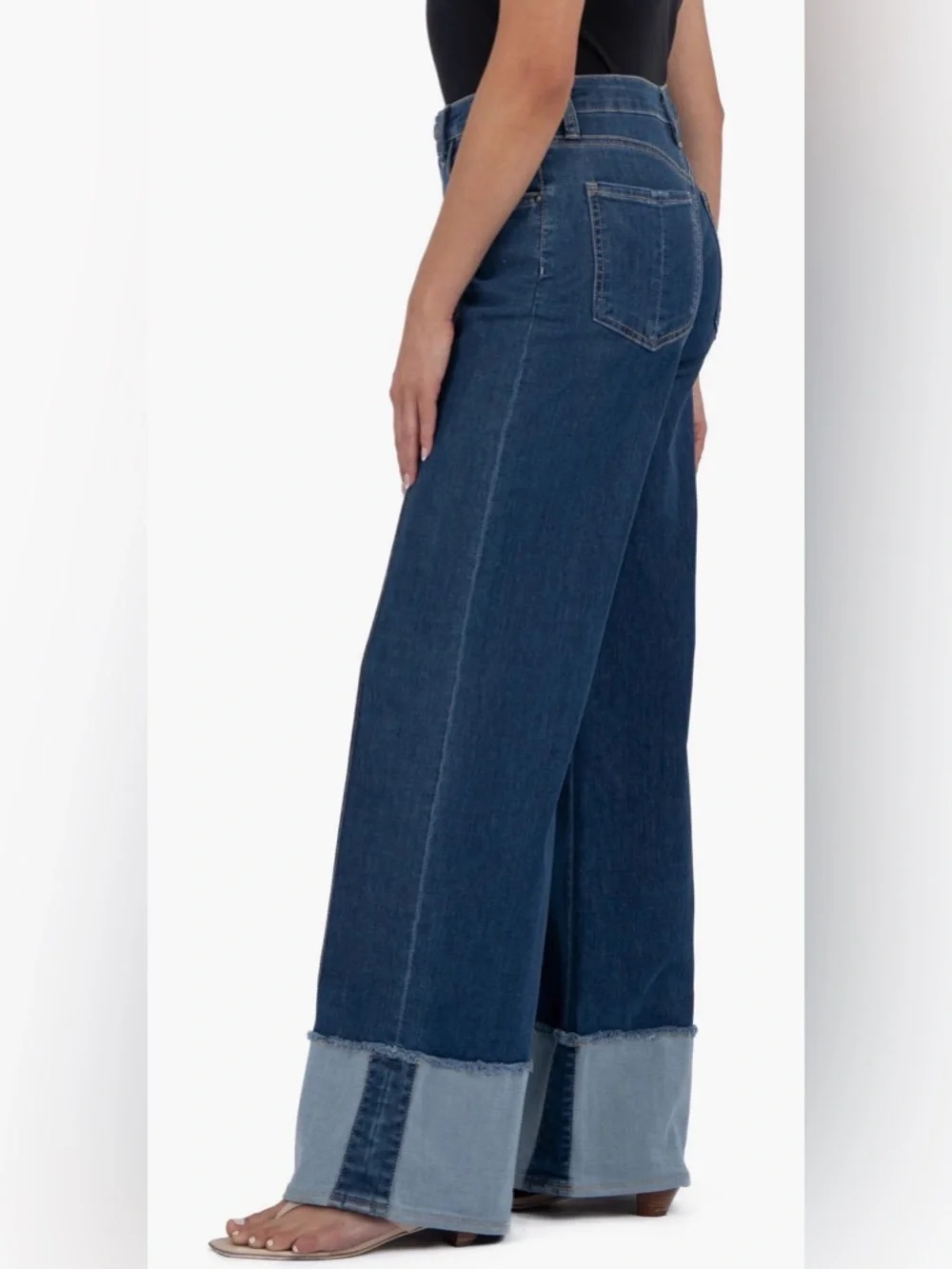 KUT from the Kloth Margo Cuffed Pintuck Wide Leg Jeans-Size 8-NWT - Picture 3 of 14